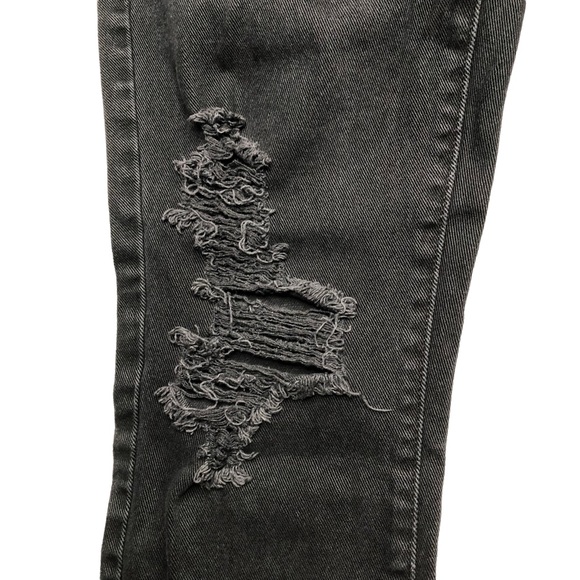 PacSun Faded Black 100% Cotton Mid Rise Distressed Ankle Mom Jeans - Picture 6 of 16